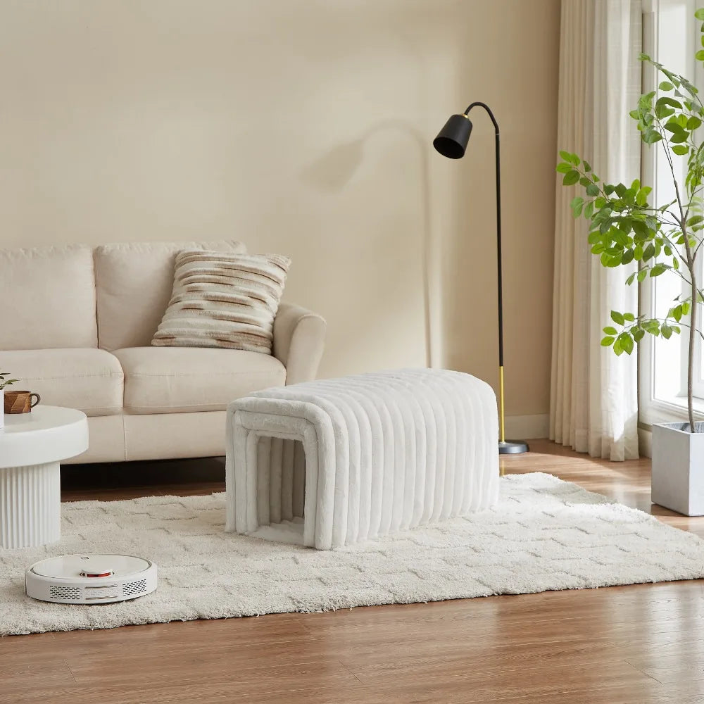 Pet Supplies Ottoman Storage Bench Corduroy Bench Cat's Nest to Hide  for the Living Room, Entryway and Bedroom