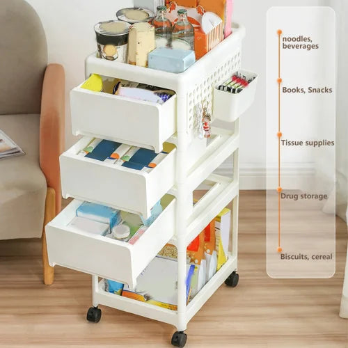 Material Storage Cart Durable Safe for Bedroom Living Room Bathroom Use for Storing Toys Pet Supplies Storage Cart