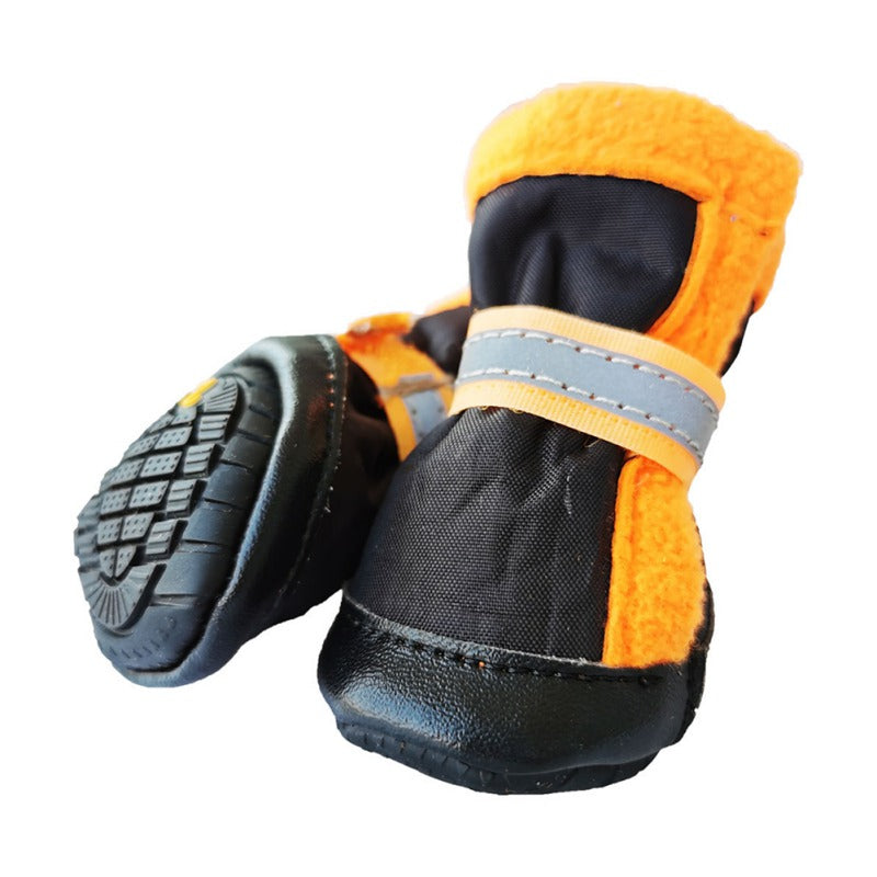 4pcs Dog Boots Pet Antiskid Shoes Winter Warm Waterproof Reflective Puppy Paw Protectors Booties For Small Medium Dogs