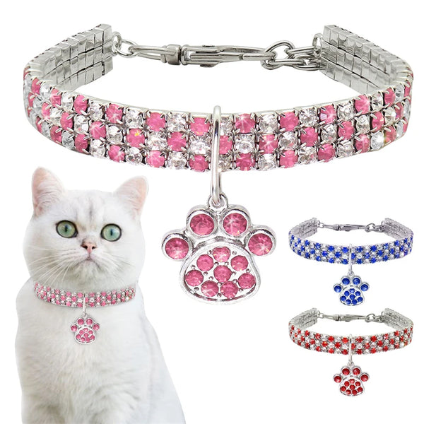 Mic Cat Shiny Zircon Dog Collar Durable For Small Pets