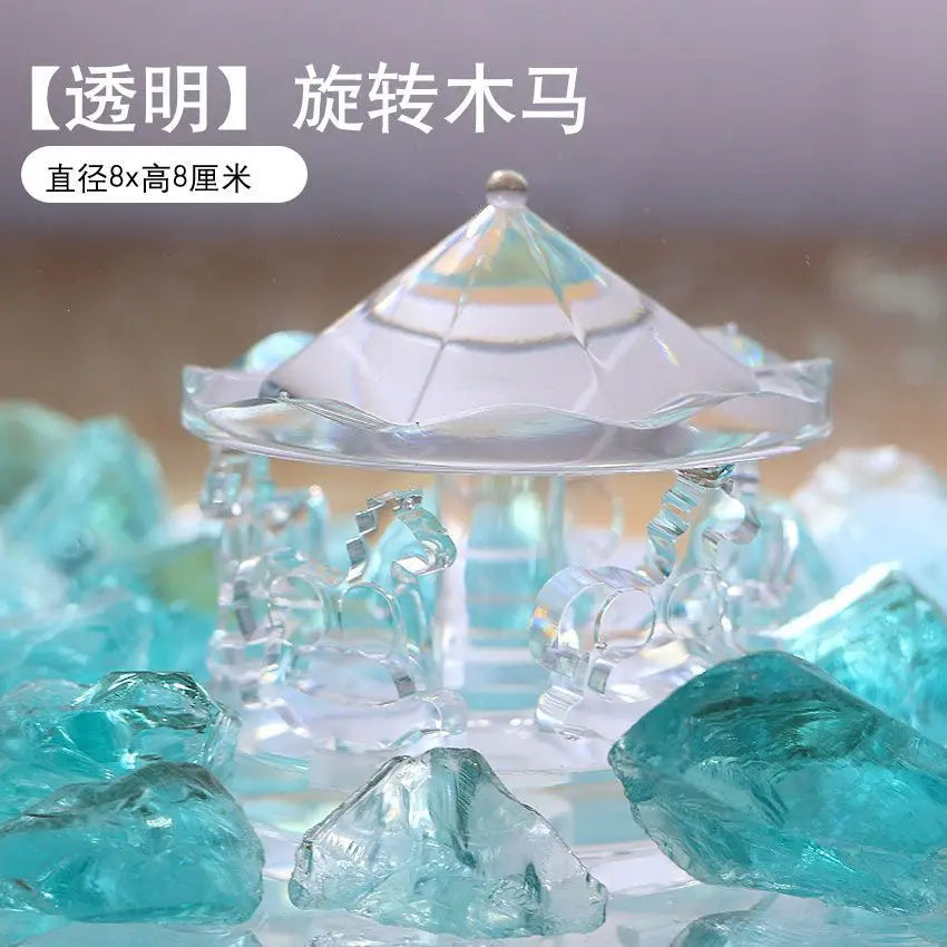 Aquarium Landscaping Crystal Castle Simulation Windmill/Fishtail/Carriage Healing Creative Decoration Underwater World Scenery