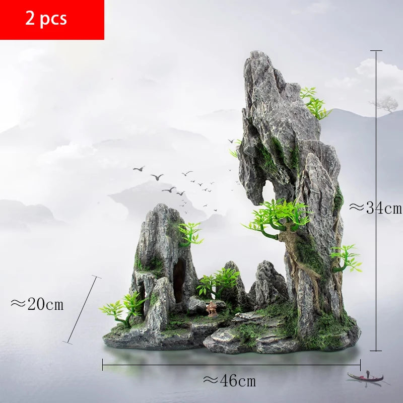 Fish tank landscaping decoration, rockery, stone grass scenery simulation, water grass landscaping package, aquarium box