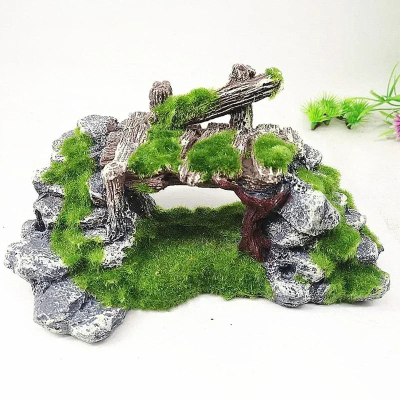 Creative Moss Rockery Shape Fish Tank Ornaments Decoration Landscaping Resin Rockery Aquarium Resin Rockery Home Craft Ornaments