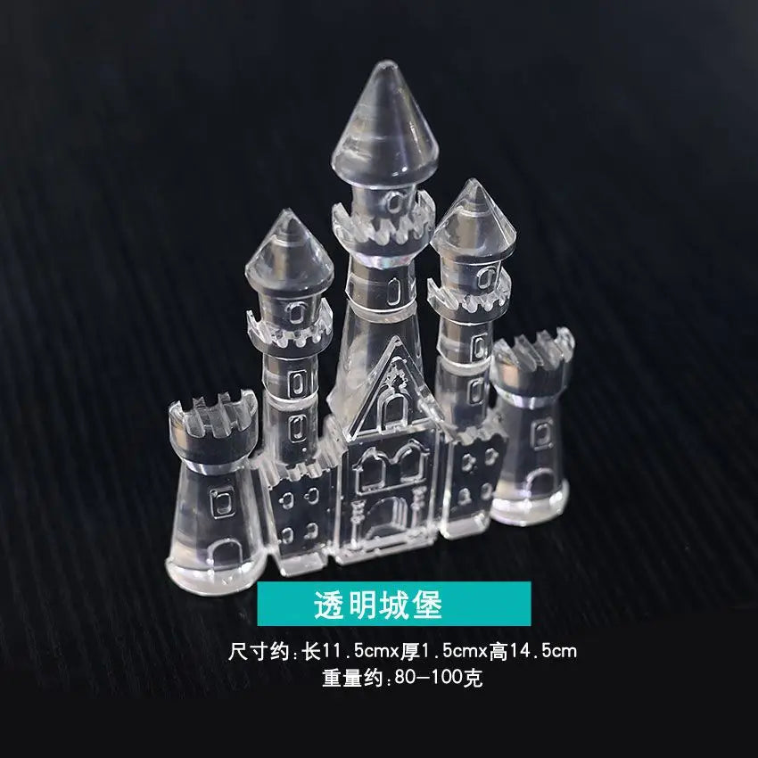 Aquarium Landscaping Crystal Castle Simulation Windmill/Fishtail/Carriage Healing Creative Decoration Underwater World Scenery