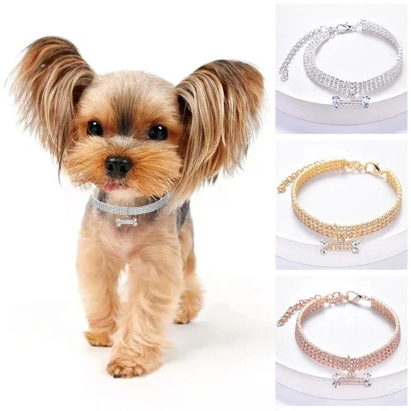 Adjustable Pet Necklace Crystal Collar for Dogs