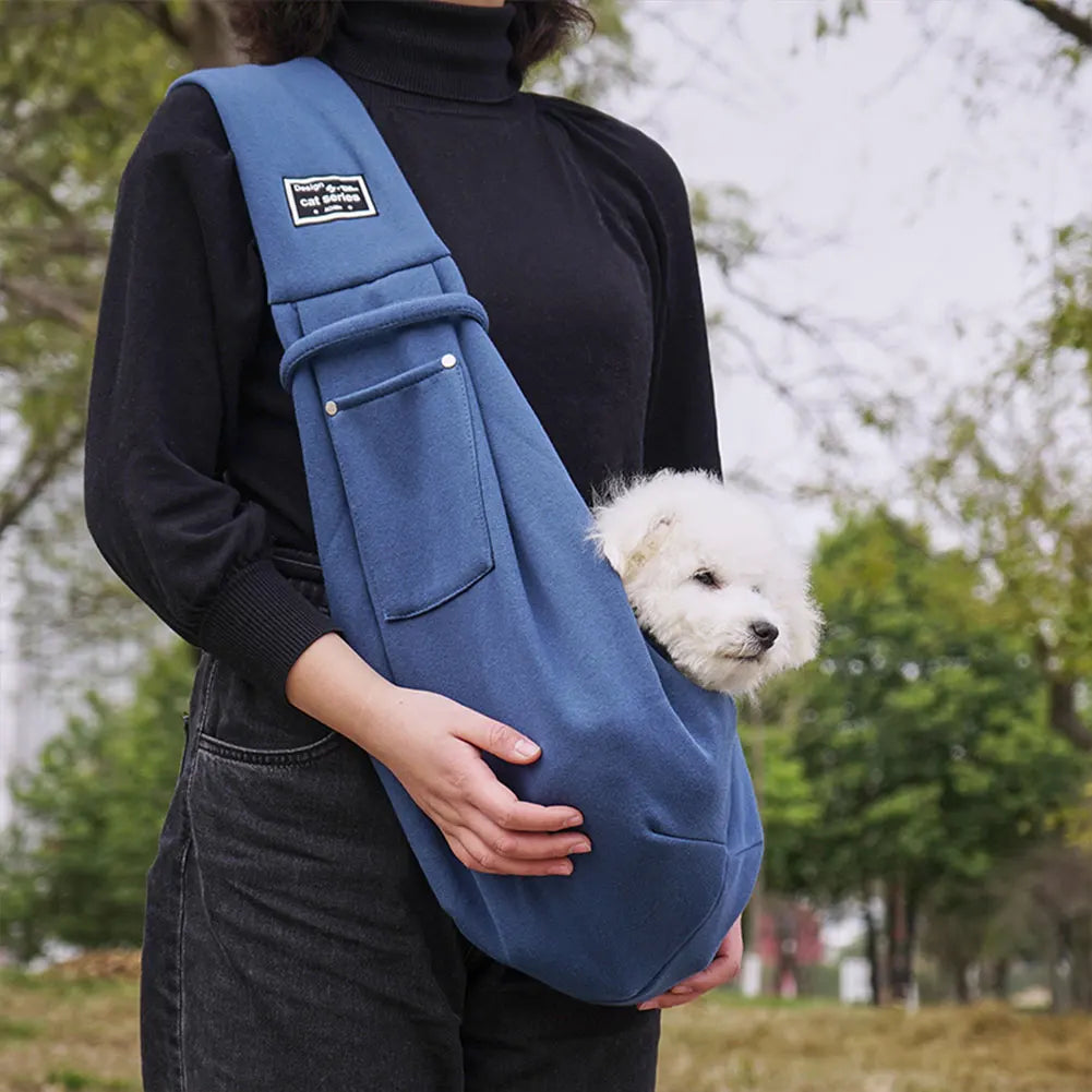 Pet Dog Sling Carrier Pet Crossbody Shoulder Bag Adjustable Strap Pet Carrier Bag with Safety Harness for Small Dogs Cats