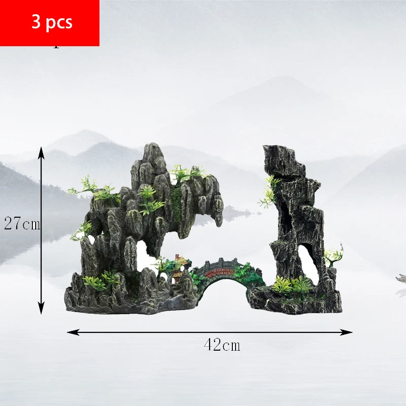 Fish tank landscaping decoration, rockery, stone grass scenery simulation, water grass landscaping package, aquarium box