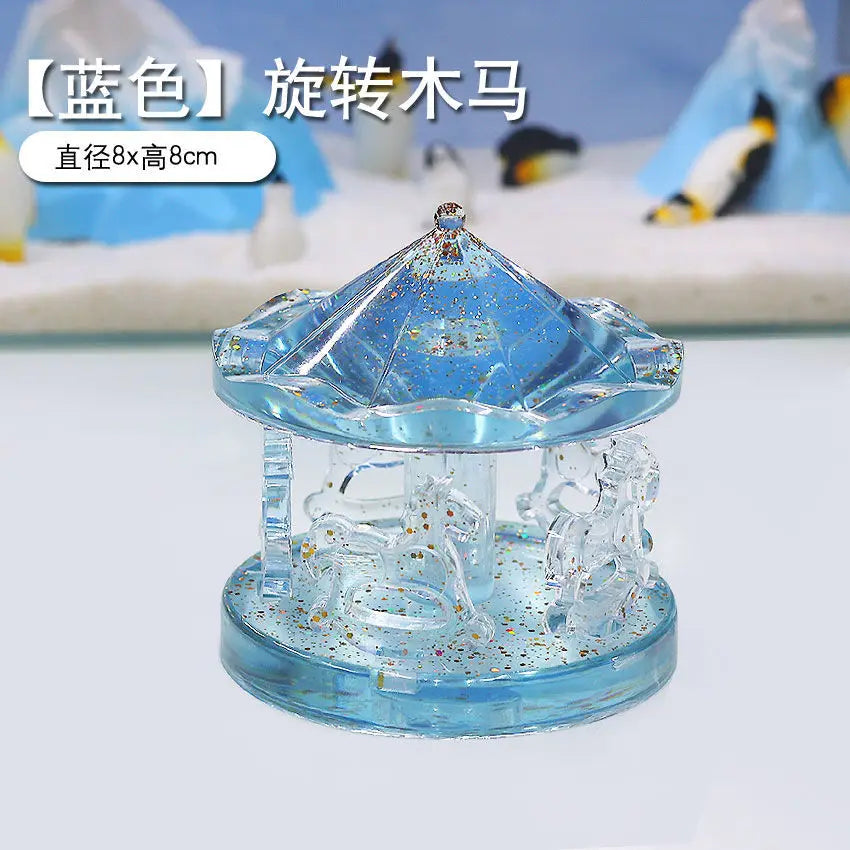 Aquarium Landscaping Crystal Castle Simulation Windmill/Fishtail/Carriage Healing Creative Decoration Underwater World Scenery