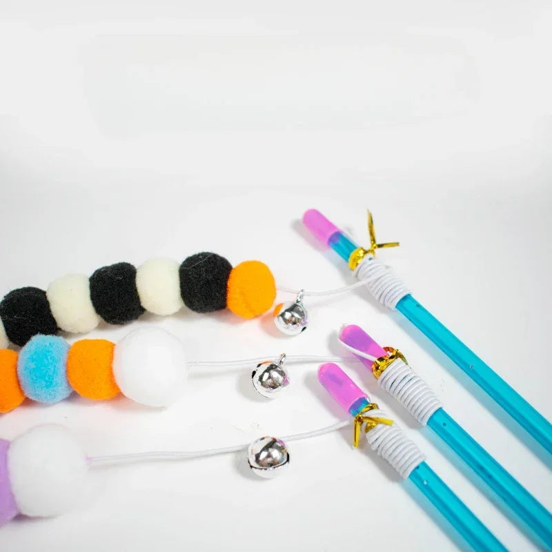 2024 Funny Cat Stick Kitten Cat Teaser Interactive Toy Rod with Bell and Feather Toys for Cats Rod Pet Cats Toys Stick