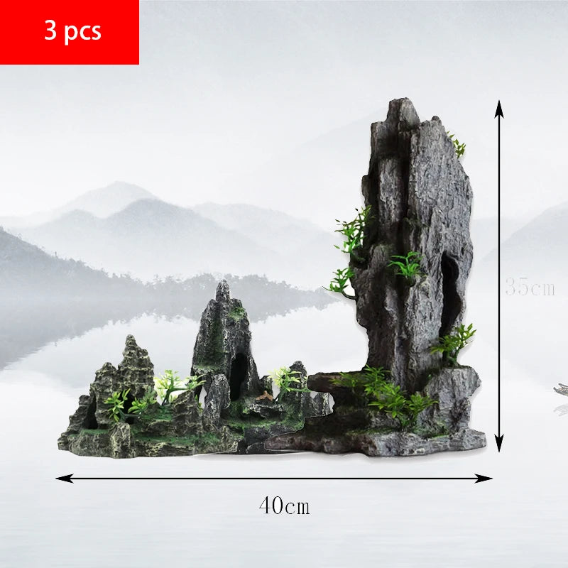 Fish tank landscaping decoration, rockery, stone grass scenery simulation, water grass landscaping package, aquarium box