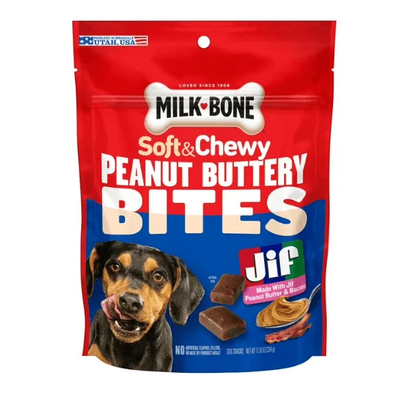 Milk-Bone Peanut Buttery Bites 11.8-Oz Bag of Soft Dog Treats with Real Peanut Butter & Bacon
