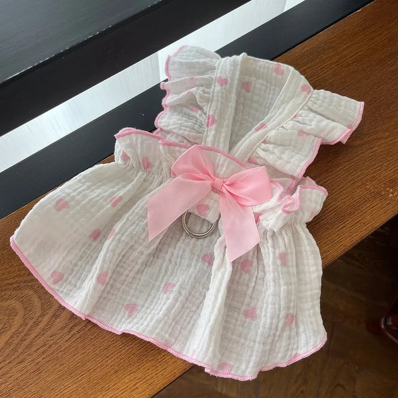 Cute Pet Dog Dress Dot Dog Summer Clothes Puppy Skirt Chihuahua Bichon French Bulldog Clothing Thin Girl Dog Costume Cat Dresses