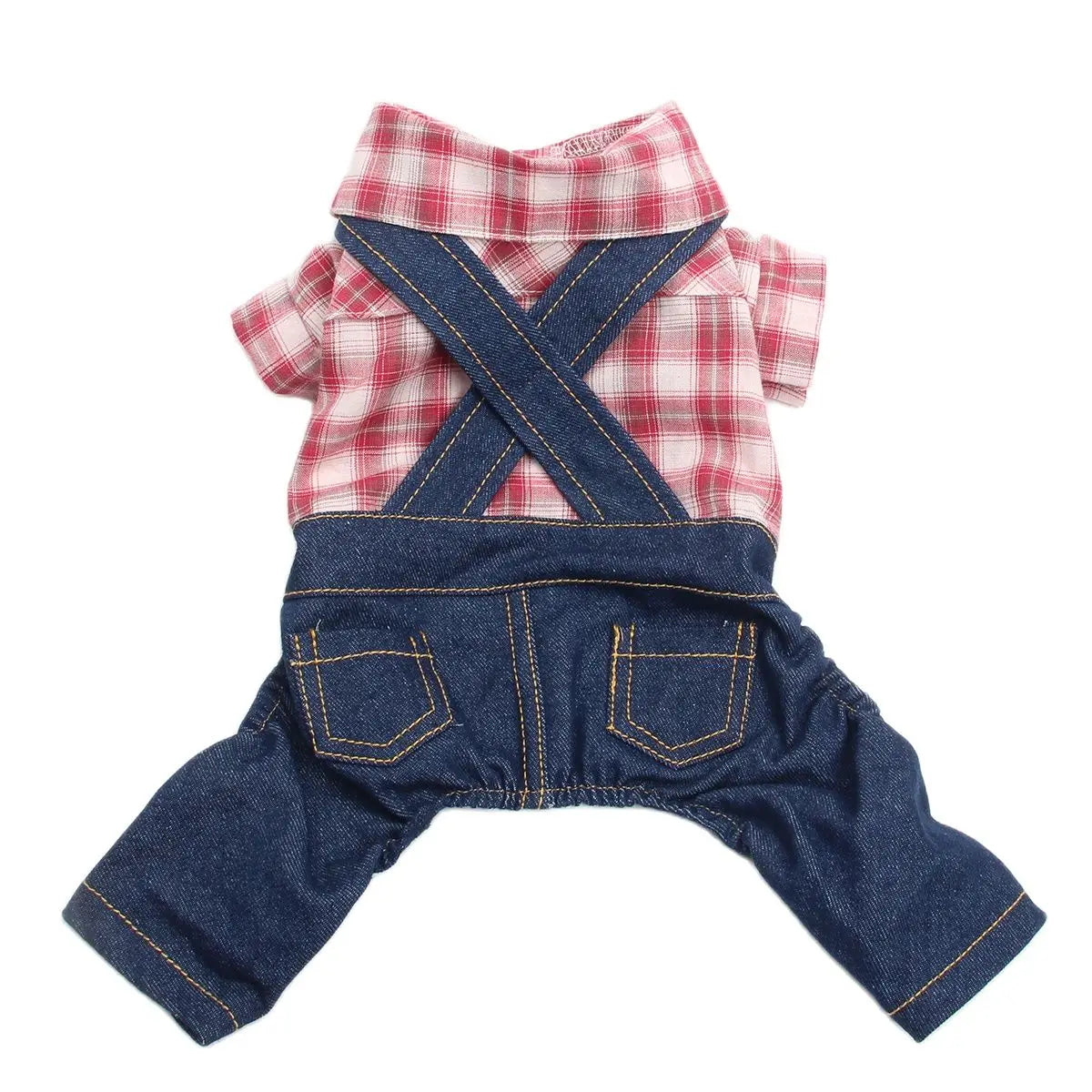 Boy Dog Cat Jumpsuit Rompers Plaid Design Pet Puppy Shirts Spring/Summer Clothing Apparel