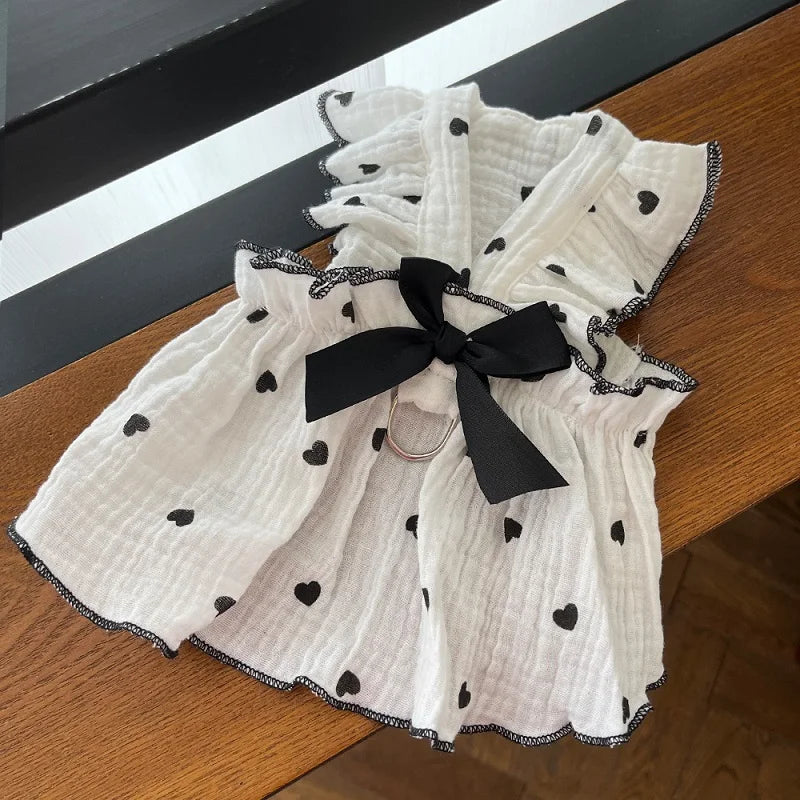 Cute Pet Dog Dress Dot Dog Summer Clothes Puppy Skirt Chihuahua Bichon French Bulldog Clothing Thin Girl Dog Costume Cat Dresses