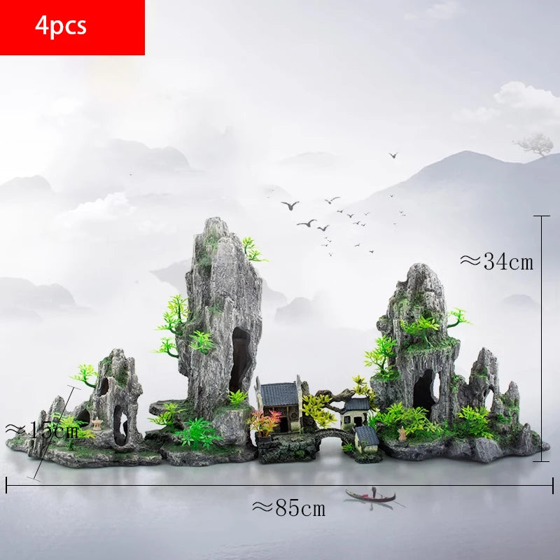 Fish tank landscaping decoration, rockery, stone grass scenery simulation, water grass landscaping package, aquarium box