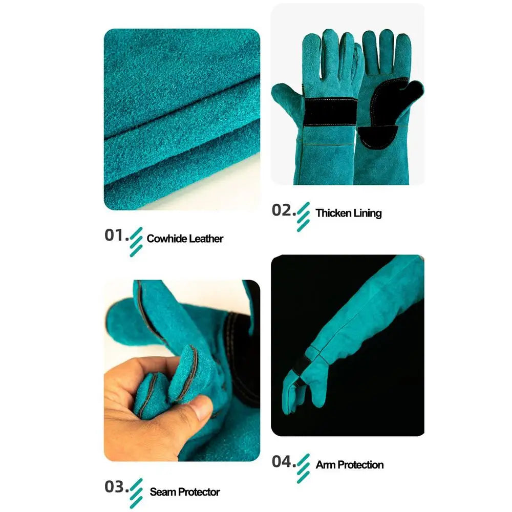Pet Gloves Durable Anti-Bite Leather Protective Gloves Dog Cat Cutting-proof And Anti-thorn Animal Handling Supplies