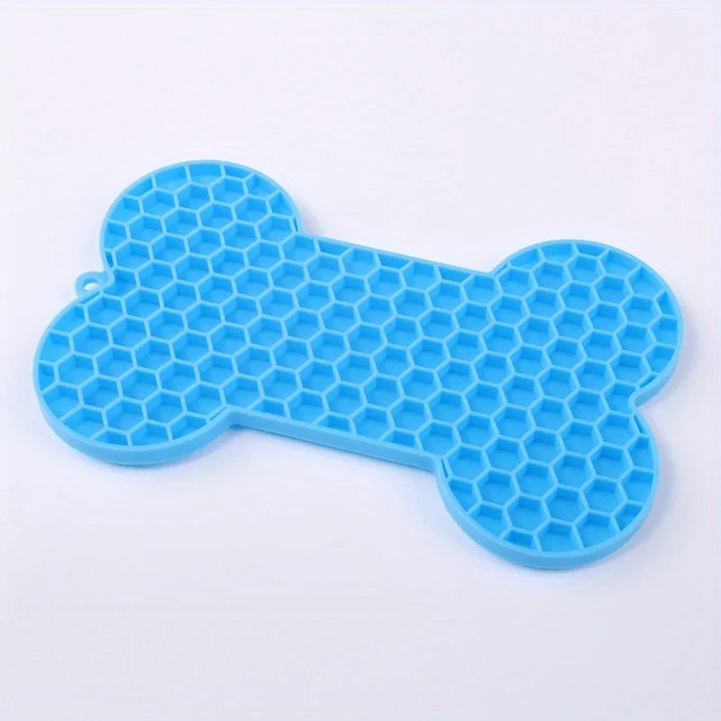 1PC Dog Slow Food Pad Bone Silicone Pet Licking Pad
