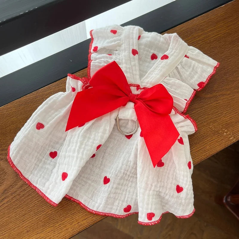 Cute Pet Dog Dress Dot Dog Summer Clothes Puppy Skirt Chihuahua Bichon French Bulldog Clothing Thin Girl Dog Costume Cat Dresses