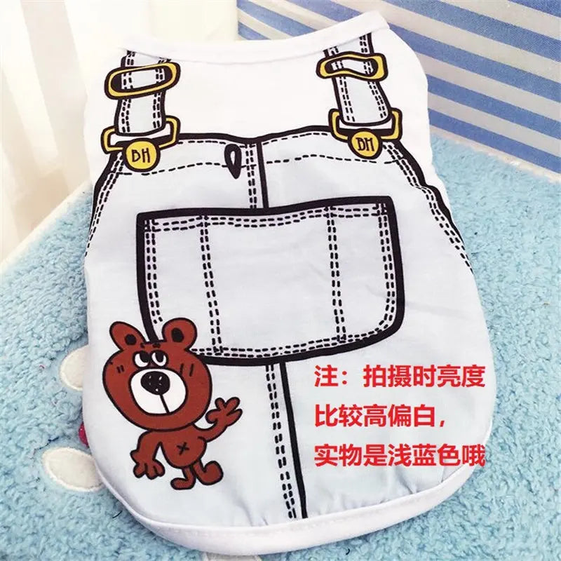 T-Shirt for Small Pet Supplies Cartoon Clothing Shirt Casual Puppy Dogs Soft Vests Summer Pet Dog Clothes