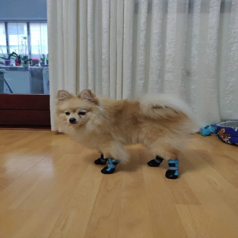 4pcs Dog Boots Pet Antiskid Shoes Winter Warm Waterproof Reflective Puppy Paw Protectors Booties For Small Medium Dogs