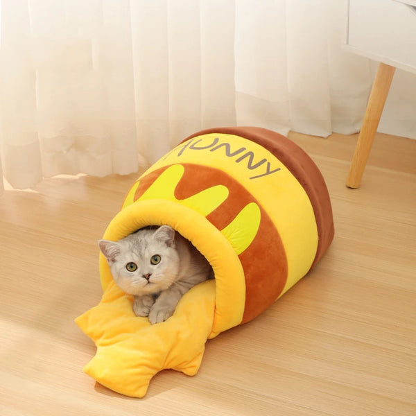 Hot honey pot nest cute cat nest Autumn and winter soft and comfortable thick warm cartoon pet nest
