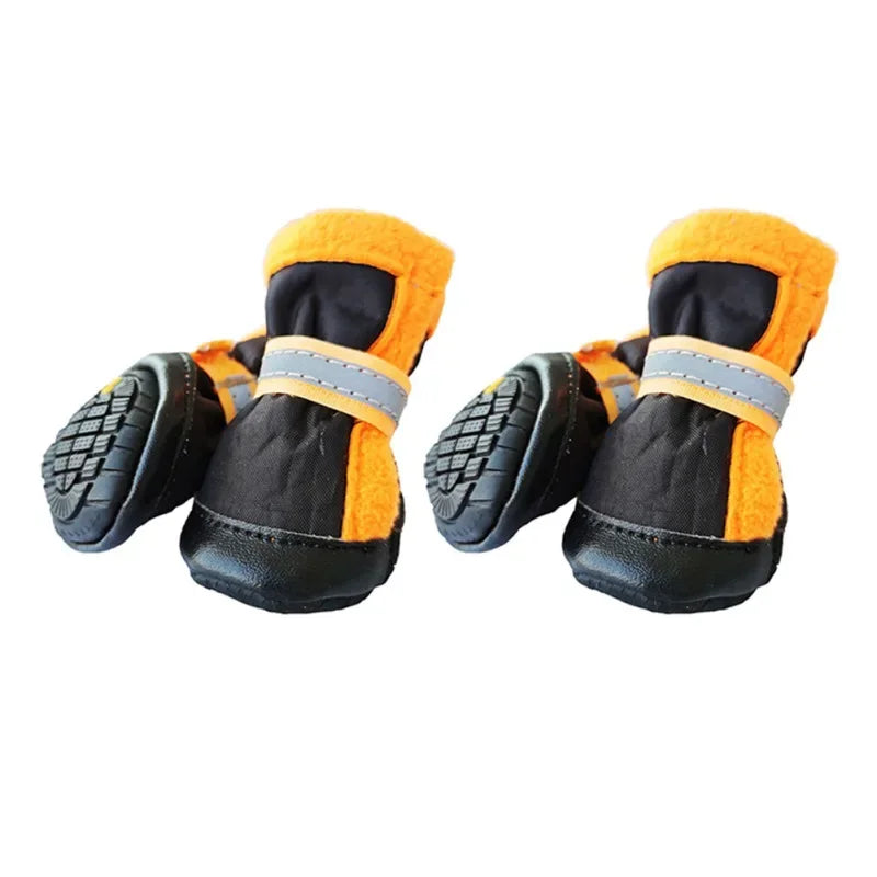 4pcs Dog Boots Pet Antiskid Shoes Winter Warm Waterproof Reflective Puppy Paw Protectors Booties For Small Medium Dogs