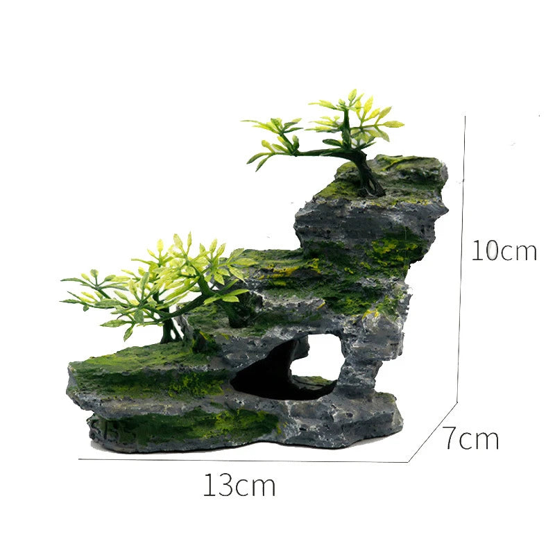Fish tank landscaping decoration, rockery, stone grass scenery simulation, water grass landscaping package, aquarium box