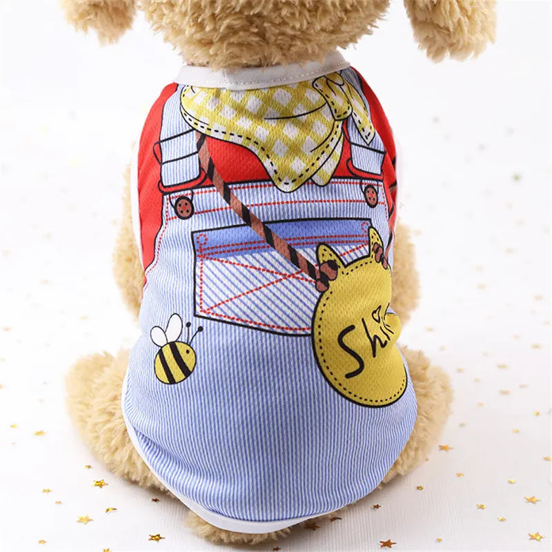 T-Shirt for Small Pet Supplies Cartoon Clothing Shirt Casual Puppy Dogs Soft Vests Summer Pet Dog Clothes