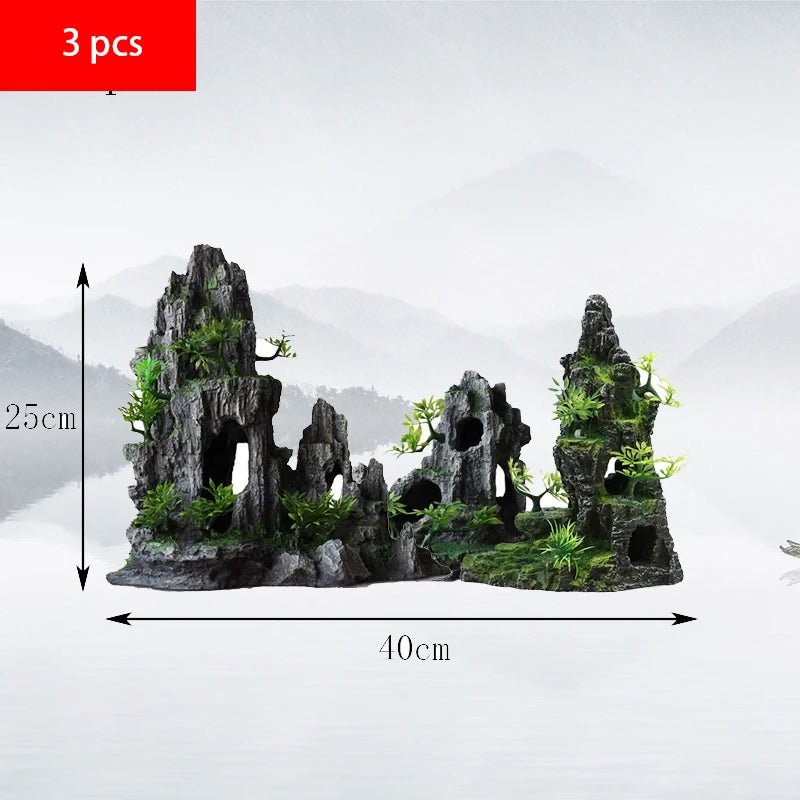 Fish tank landscaping decoration, rockery, stone grass scenery simulation, water grass landscaping package, aquarium box