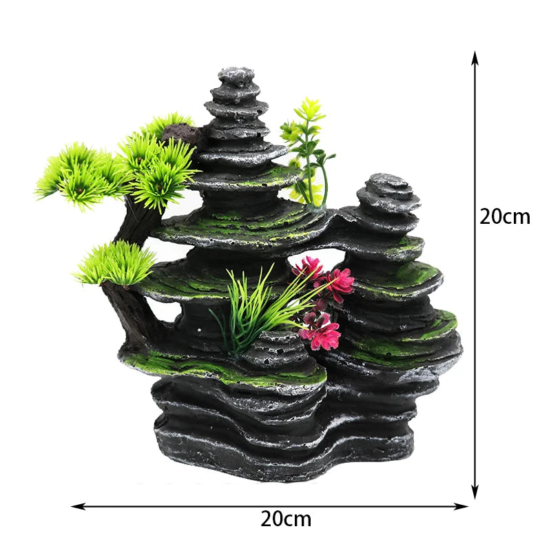 Fish tank landscaping decoration, rockery, stone grass scenery simulation, water grass landscaping package, aquarium box