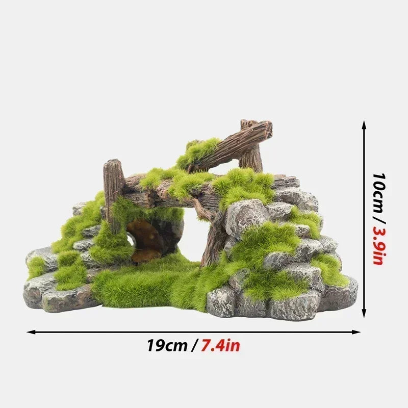 Creative Moss Rockery Shape Fish Tank Ornaments Decoration Landscaping Resin Rockery Aquarium Resin Rockery Home Craft Ornaments