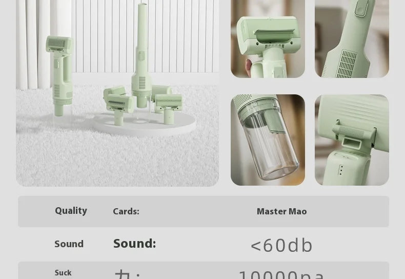 Cat Grooming Vacuum 5Brushes Pet Grooming Kit with 0.3L Hair Dust Cup Dog Vacuum Cleaner for Pets Cats Dogs Hair Vacuum Cleaner