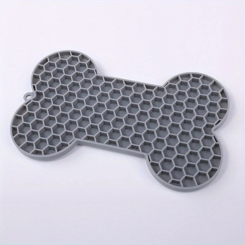 1PC Dog Slow Food Pad Bone Silicone Pet Licking Pad