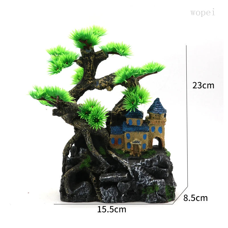 Fish tank landscaping decoration, rockery, stone grass scenery simulation, water grass landscaping package, aquarium box