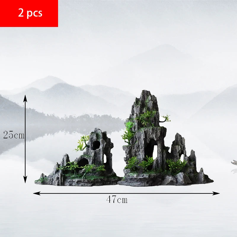 Fish tank landscaping decoration, rockery, stone grass scenery simulation, water grass landscaping package, aquarium box
