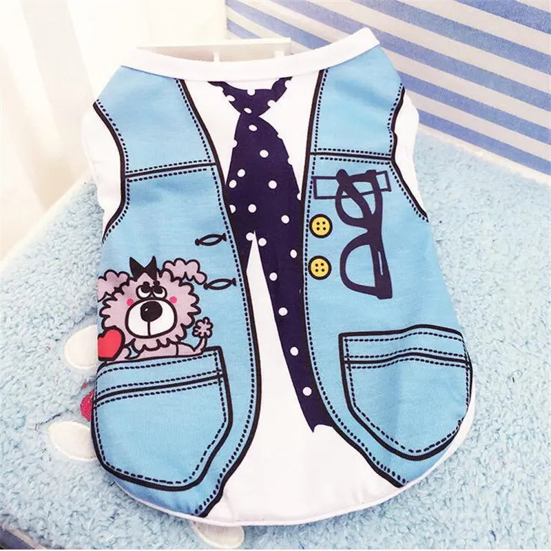 T-Shirt for Small Pet Supplies Cartoon Clothing Shirt Casual Puppy Dogs Soft Vests Summer Pet Dog Clothes