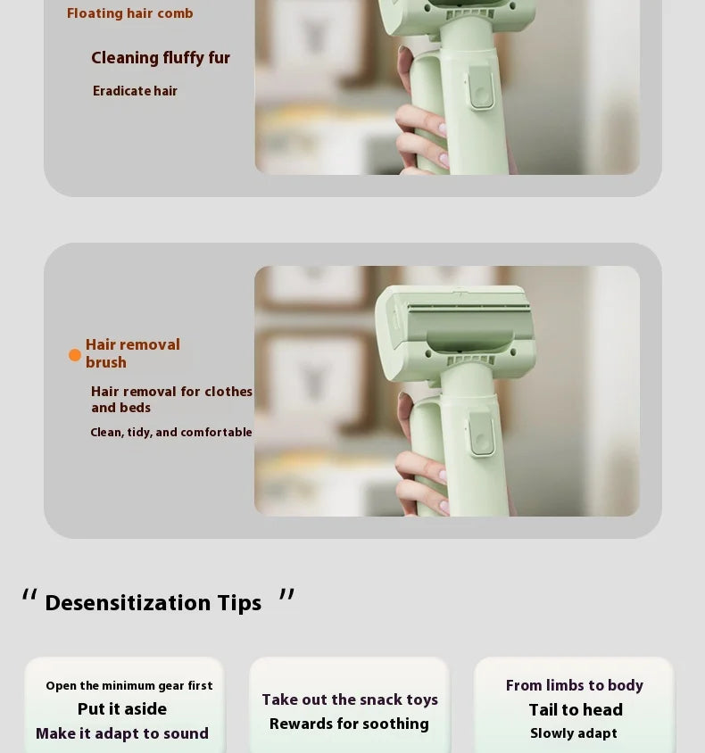 Cat Grooming Vacuum 5Brushes Pet Grooming Kit with 0.3L Hair Dust Cup Dog Vacuum Cleaner for Pets Cats Dogs Hair Vacuum Cleaner