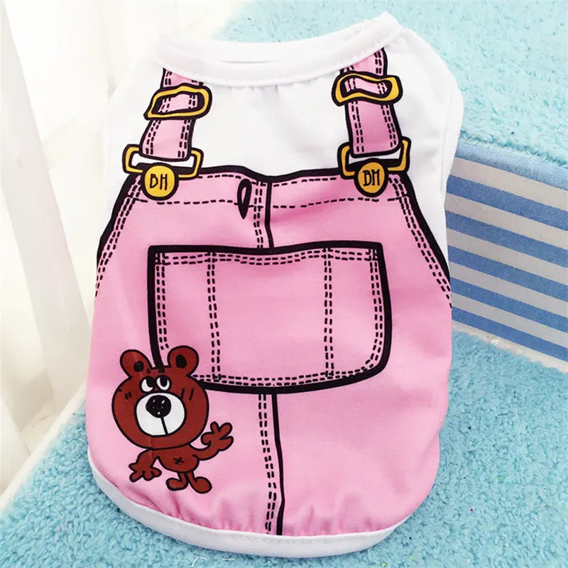 T-Shirt for Small Pet Supplies Cartoon Clothing Shirt Casual Puppy Dogs Soft Vests Summer Pet Dog Clothes