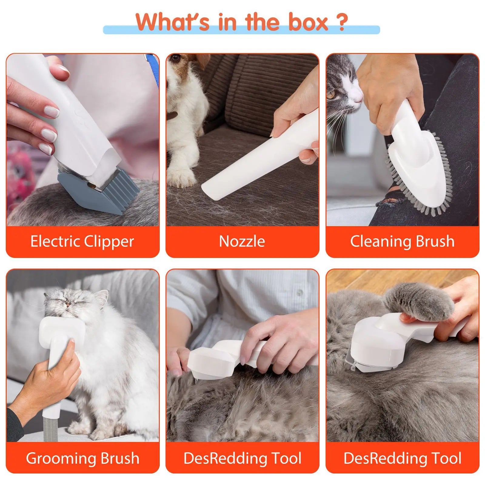 6 In 1 Dog Hair Vacuum & Cat Dog Grooming Kit Pet Grooming Vacuum with 2.5L Capacity Large Suction & Low Noise Pet Hair Cleaner