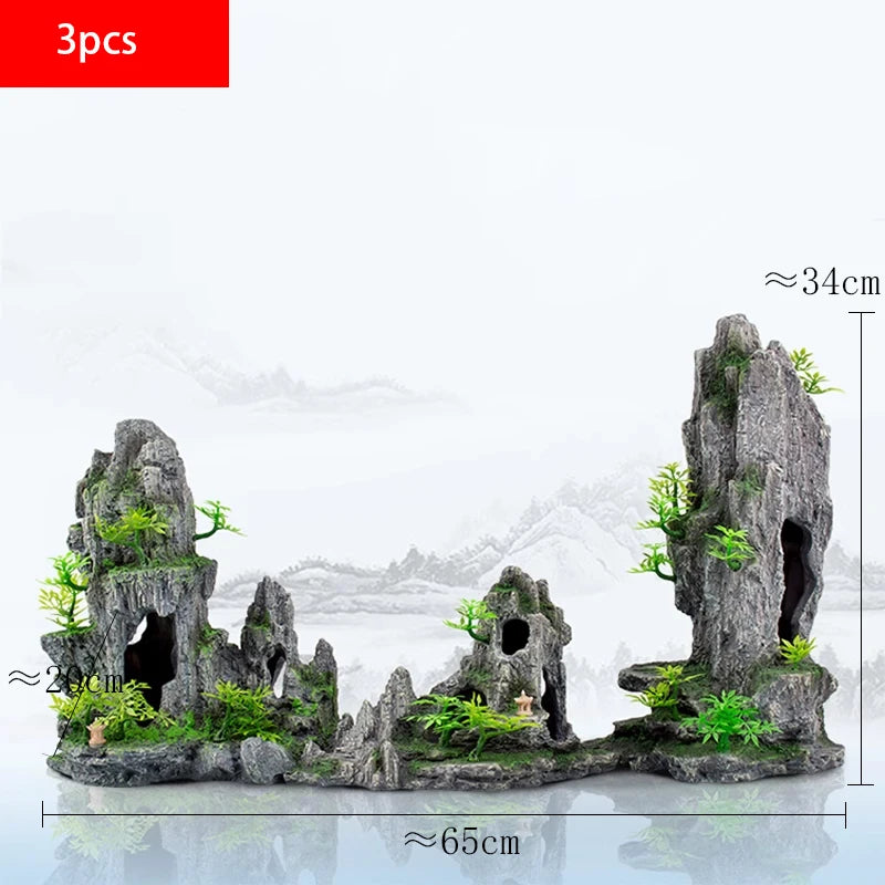 Fish tank landscaping decoration, rockery, stone grass scenery simulation, water grass landscaping package, aquarium box