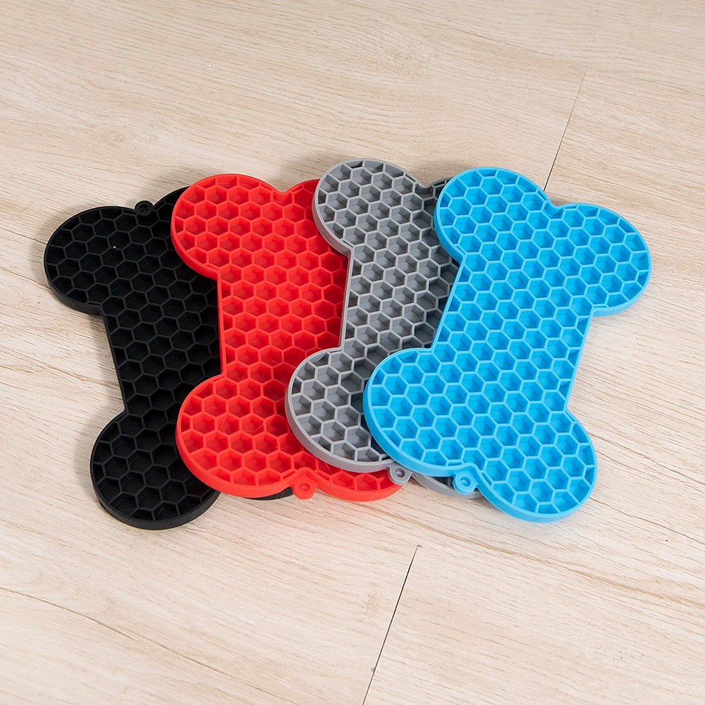 1PC Dog Slow Food Pad Bone Silicone Pet Licking Pad