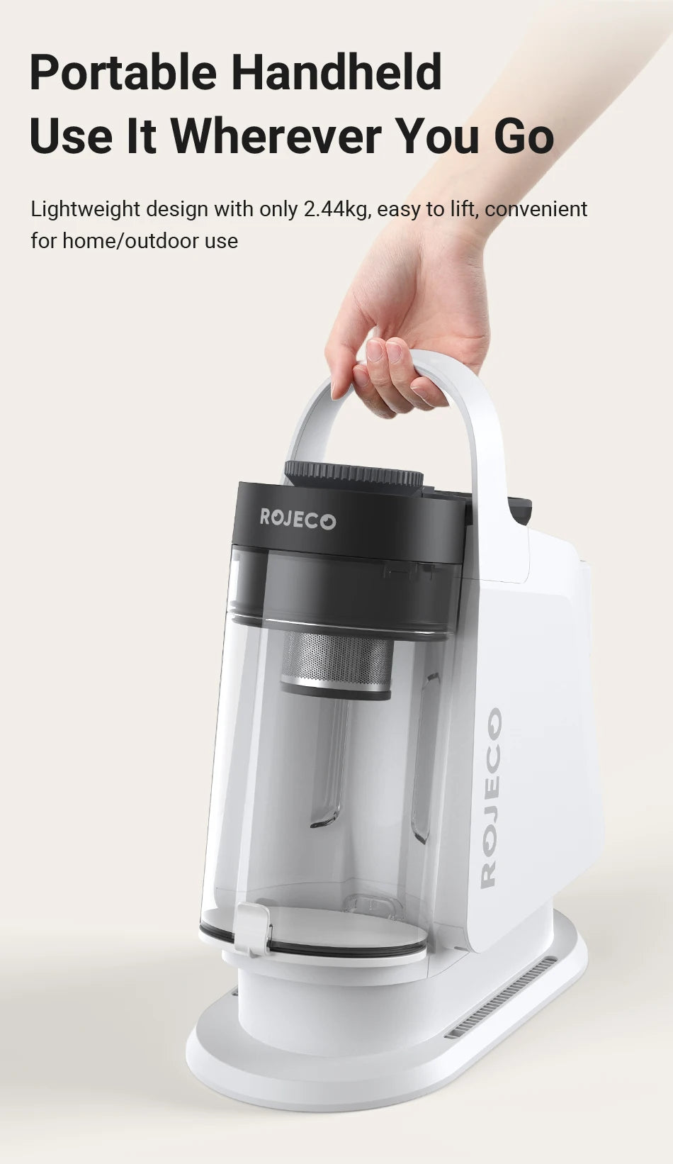 ROJECO Pet Multifunction Grooming Vacuum Kit 5-IN-1 Smart Touch Portable Household Pet Vacuum Cleaner for Cat Dog Hair Groomer