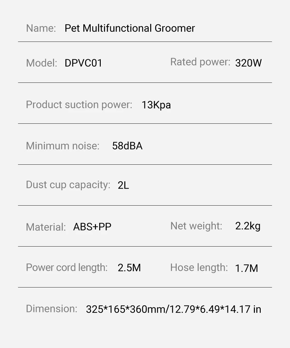 ROJECO Pet Multifunction Grooming Vacuum Kit 5-IN-1 Smart Touch Portable Household Pet Vacuum Cleaner for Cat Dog Hair Groomer