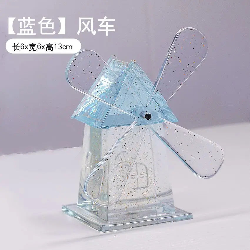 Aquarium Landscaping Crystal Castle Simulation Windmill/Fishtail/Carriage Healing Creative Decoration Underwater World Scenery