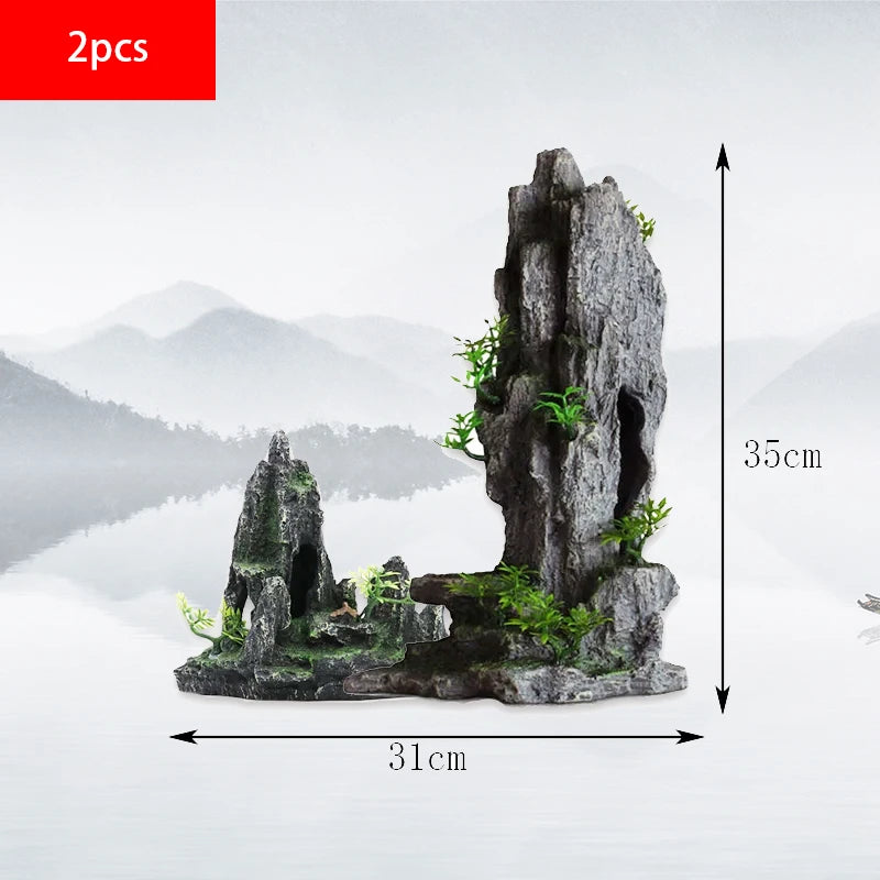 Fish tank landscaping decoration, rockery, stone grass scenery simulation, water grass landscaping package, aquarium box