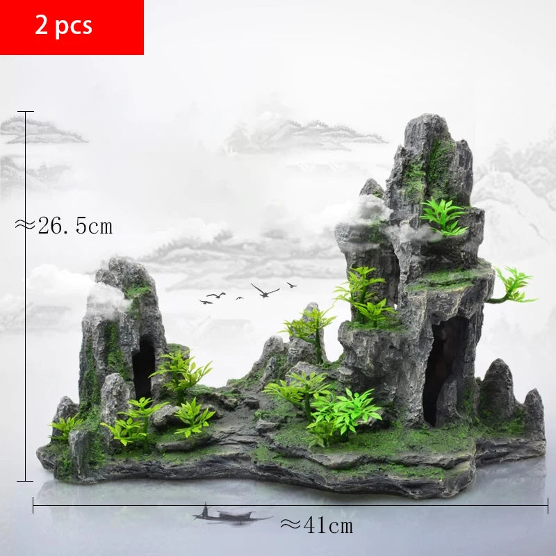 Fish tank landscaping decoration, rockery, stone grass scenery simulation, water grass landscaping package, aquarium box