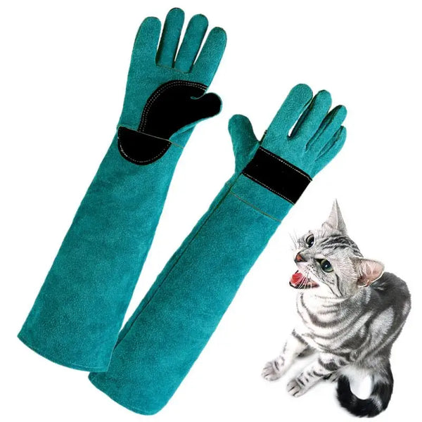 Pet Gloves Durable Anti-Bite Leather Protective Gloves Dog Cat Cutting-proof And Anti-thorn Animal Handling Supplies