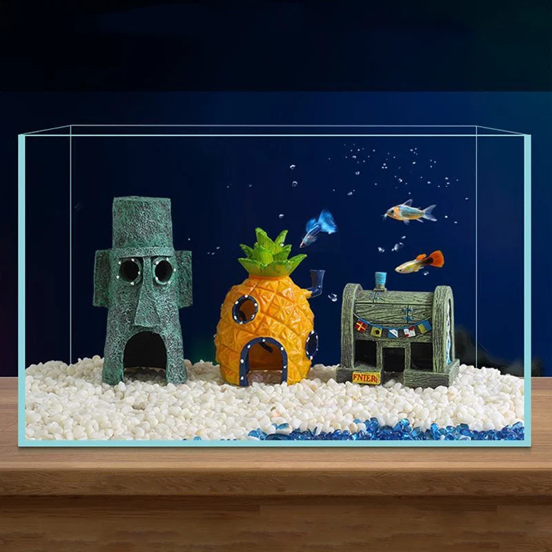 Aquarium Decoration Landscaping Accessories Fish Tank Aquarium Decoration Cartoon Character Pineapple house decoration