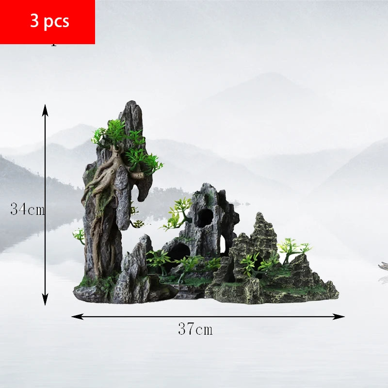 Fish tank landscaping decoration, rockery, stone grass scenery simulation, water grass landscaping package, aquarium box