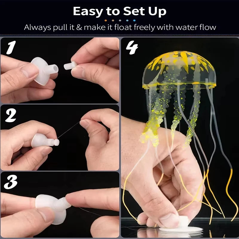 Artificial Swim Glow Jellyfish for Fish Tank - Luminous Aquarium Underwater Decoration